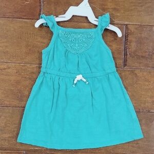 Turquoise Sleeveless Dress with Lace Detail